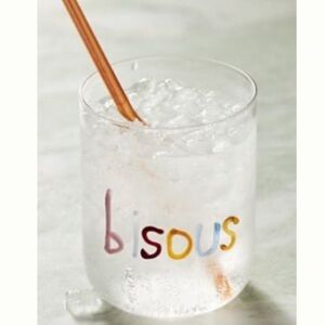 "Bisous" Love  Notes Glass from Anthropologie. New in Box